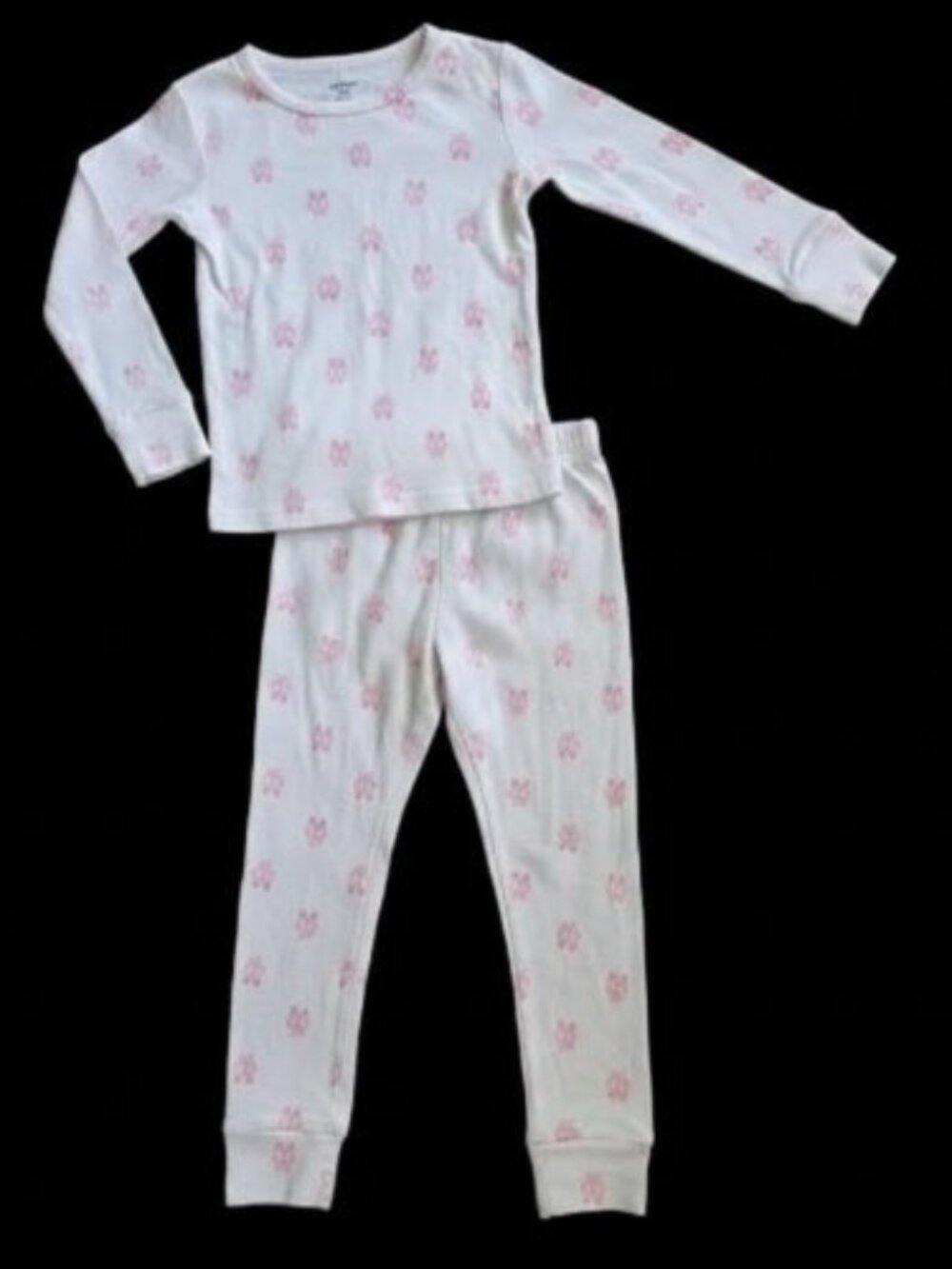 CARTERS White and Pink Ballet Slipper Print Long Sleeved Cotton Pajamas Girls 3T